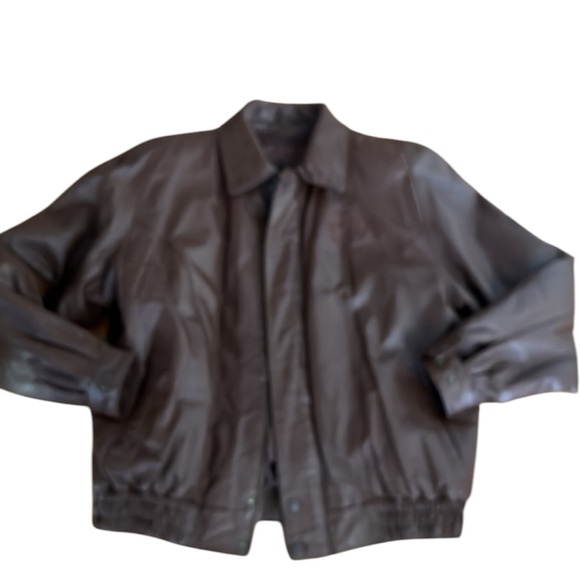 Jd brown Italian leather bommer jacket size large aviator goth - Picture 1 of 14